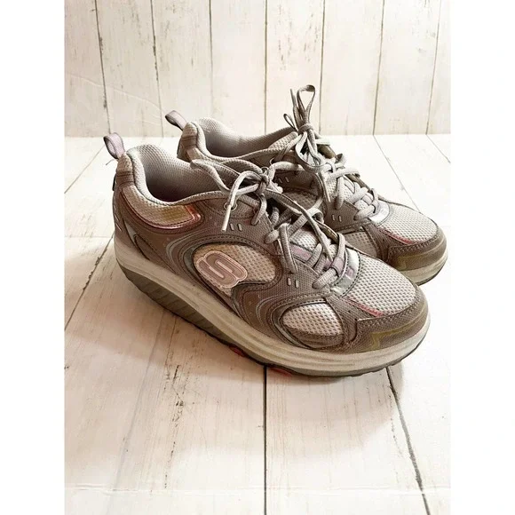 Skechers Shape Ups Womens Size 8.5 Grey/Pink - Picture 1 of 9